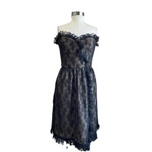 Victor Costa Vintage Strapless Lace Dress Whimsigoth Gothic Romantic 12